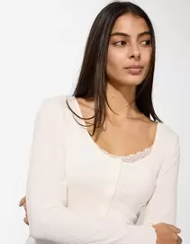 Langarmshirt - Double-Layer-Look - weiß