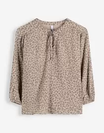 Bluse - Allover-Print - beige