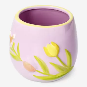 Blumentopf mit Blumen-Relief