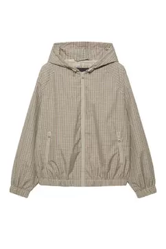 Leichter karierter Regenmantel mit Kapuze