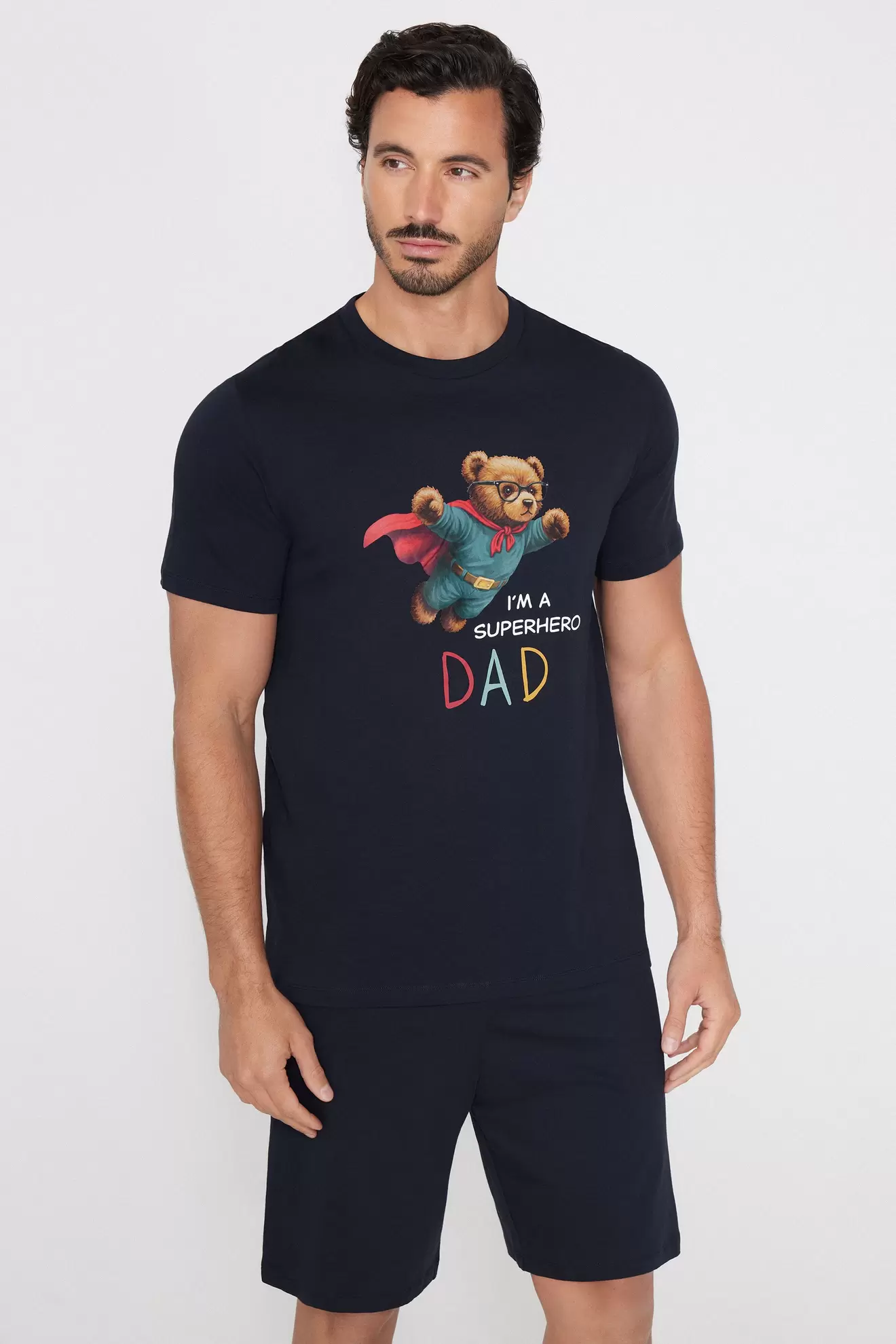 Kurzer Pyjama aus Baumwolle mit Superhero-Print