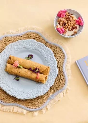 Blauer Hortensien-Blütenteller - 26 cm