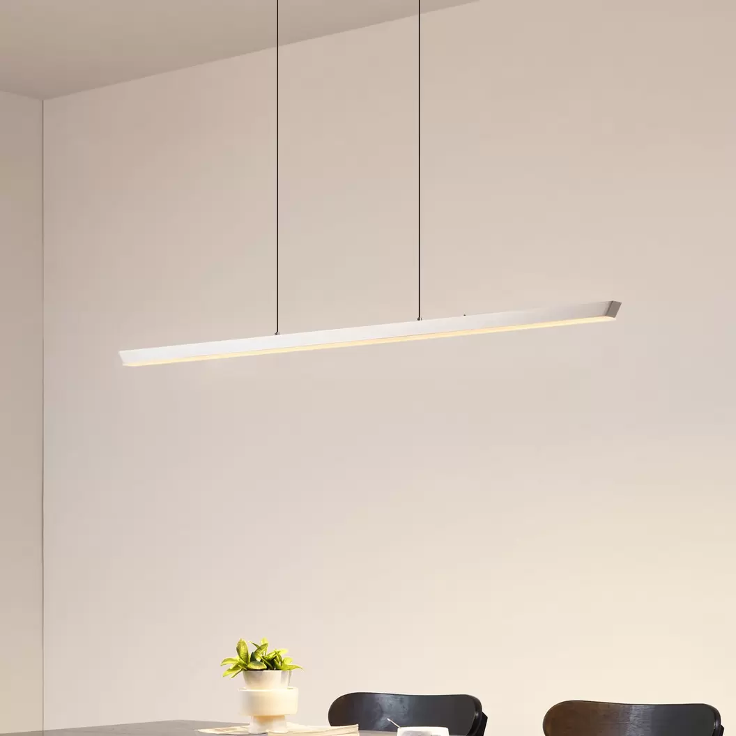 Lucande LED-Hängelampe Solvar, 117cm, silber, CCT, dimmbar