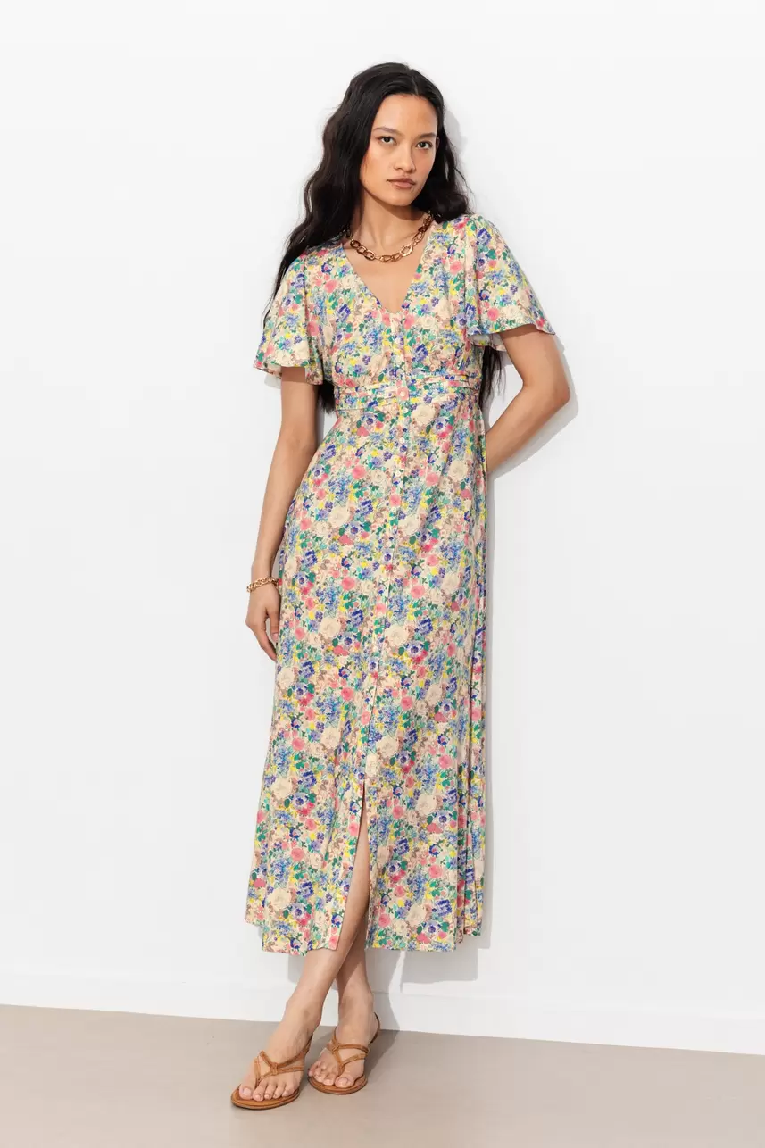Langes Kleid mit Blütenmuster