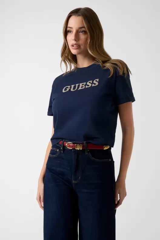 Camiseta con logo de purpurina