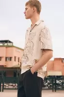 Camisa manga corta estampada lino viscosa