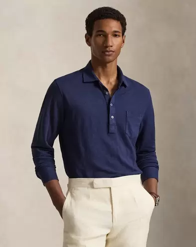 Poloshirt aus Leinen-Piqué