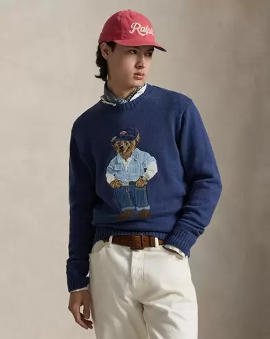 Leinen-Baumwoll-Pullover mit Polo Bear