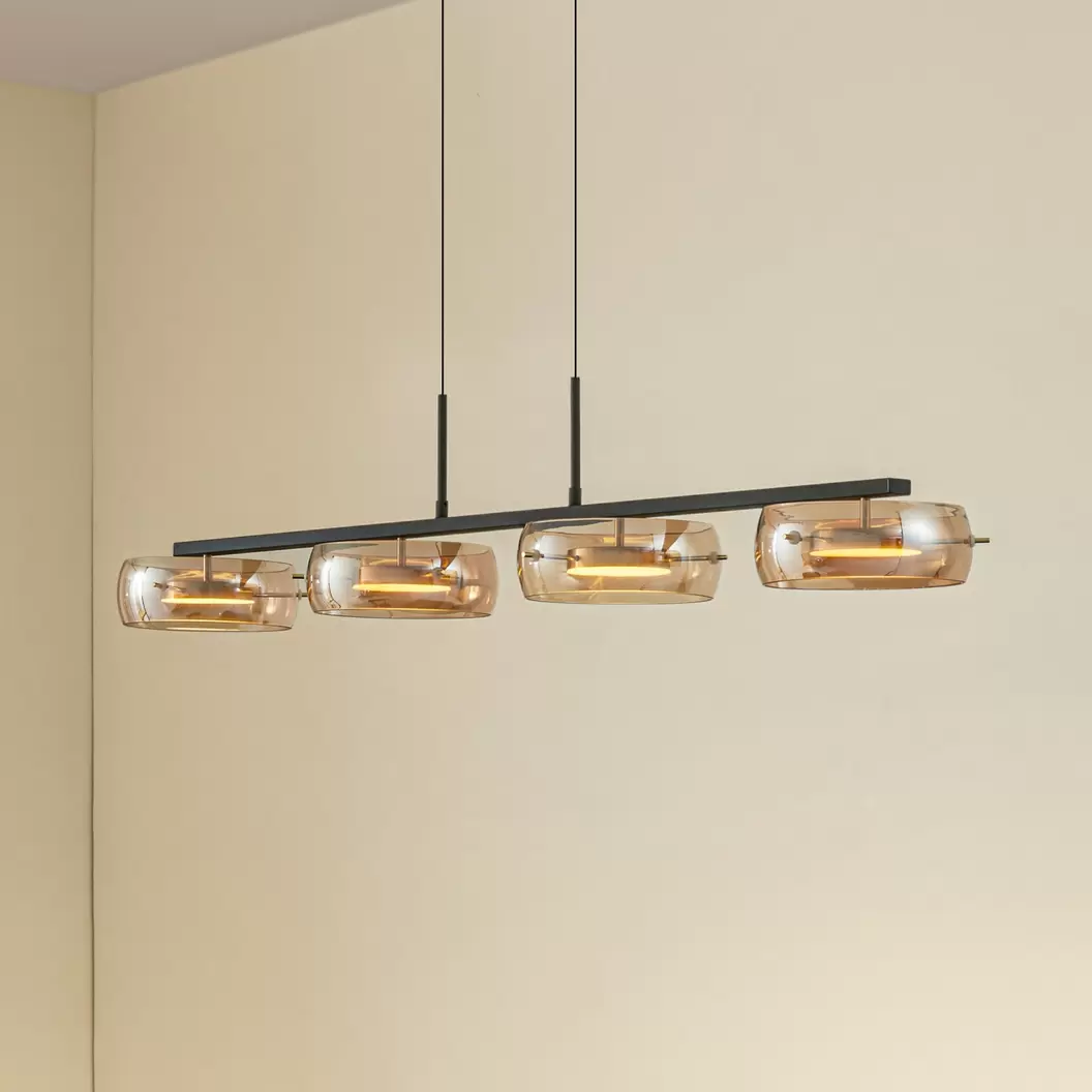 Lucande LED-Hängeleuchte Martis, amber, 4-flg., dimmbar