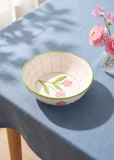 Keramikschale mit geprägter Blume - 21 cm