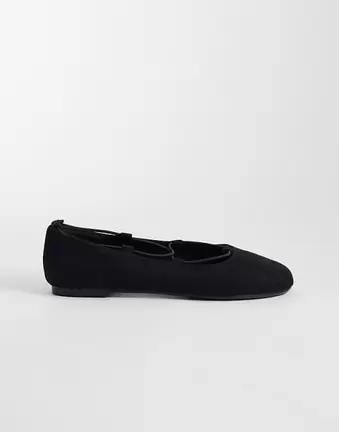 ASOS DESIGN – Lance – Ballerinas aus Wildlederimitat in Schwarz mit elastischen Details