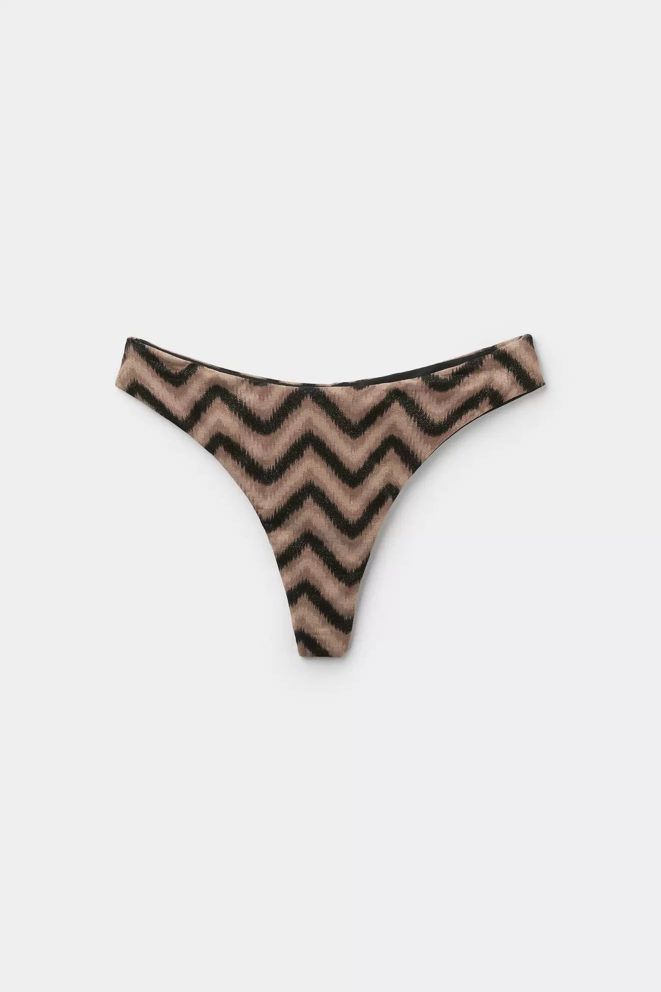 Brazilian-Bikinislip mit hohem abgerundeten Beinausschnitt Chevron Shine