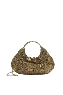 Tasche mit Perlen und Metallgriff