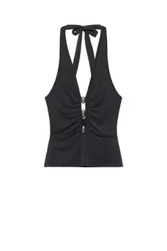 Neckholder-Top mit metallisierten Details