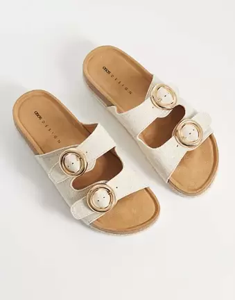 ASOS DESIGN – Jenna – Espadrilles-Pantoletten aus naturfarbenem Leinen