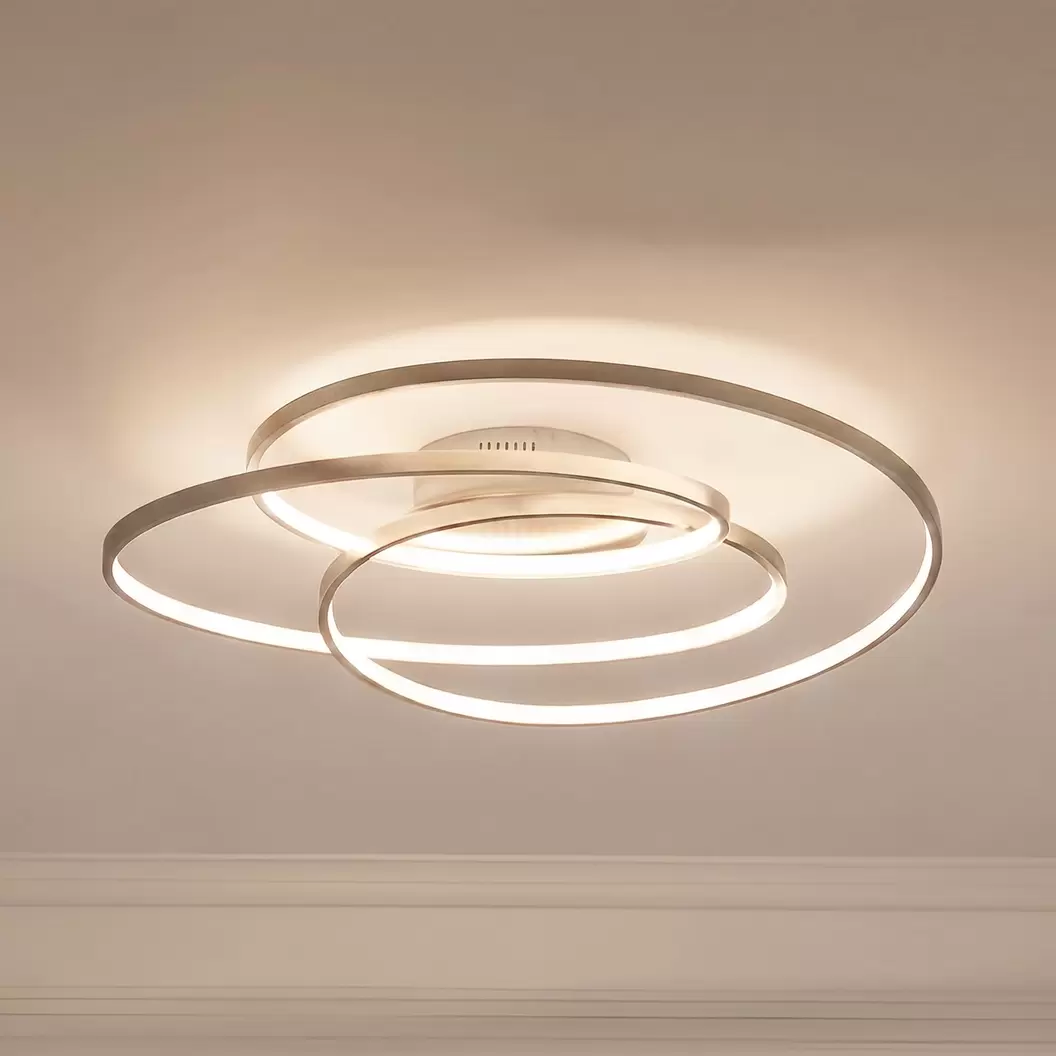 Lindby LED-Deckenlampe Joline, Ø 60 cm, nickelfarben, Metall