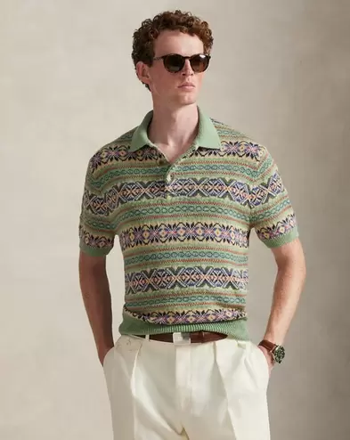 Leinen-Baumwoll-Pullover mit Polokragen