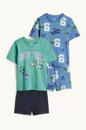 Multipack 2er - Dino und Fußball - Shorty-Pyjama - 4 teilig