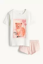 Leopard - Shorty-Pyjama - 2 teilig - Glanz-Effekt