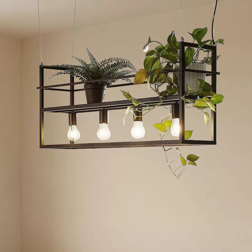 Lindby Hängeleuchte Grisela, Regal, schwarz, Metall, 120 cm