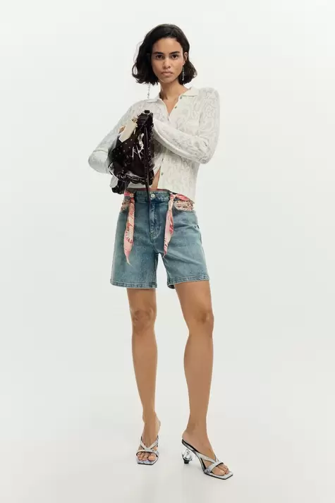 Bestickte denim shorts