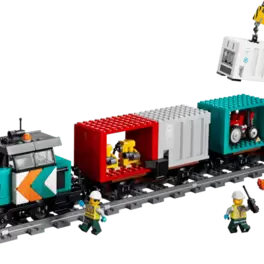 Hafengüterzug mit Kran und LKW