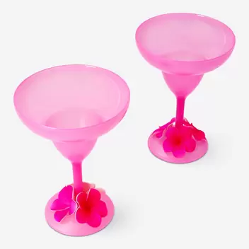 Rosa Margarita-Gläser mit Blumend...