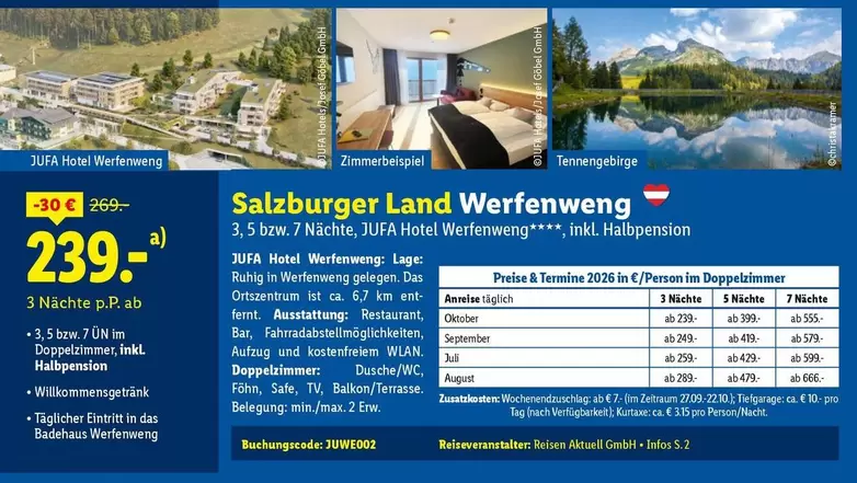 Salzburger Land Werfenweng 3,5 bzw. 7 Nächte, JUFA Hotel Werfenweng****, inkl. Halbpension
