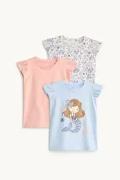 Multipack 3er - Blume und Meerjungfrau - Kurzarmshirt