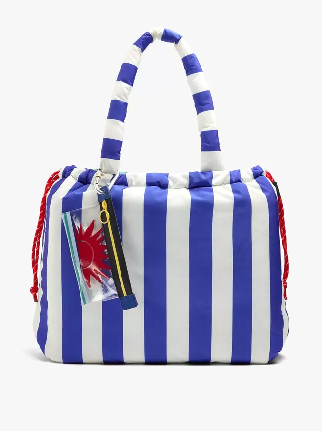Wendbare Shopper-Tasche aus Nylon mit Streifen
