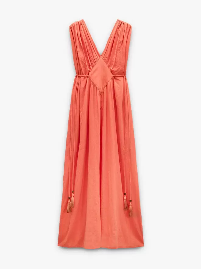 Langärmeliges Kleid mit Rautenmuster aus 100% Baumwolle