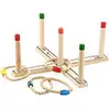 Playtastic Outdoor-Ringwurfspiel aus Holz mit 4 Wurfringen, 37 cm