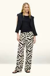 Stoffhose - High Waist - Wide Leg - gemustert