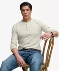 Slub-Henley-Shirt mit langen Ärmeln