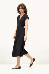 Fit & Flare Kleid mit Gürtel - geblümt - strukturiert