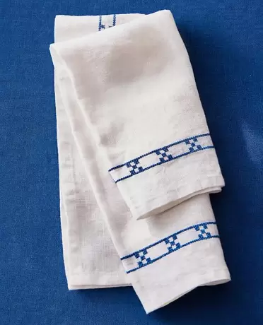 SERVIETTEN MIT GEOMETRISCHER STICKEREI (2ER-PACK)