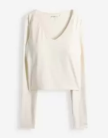 Langarmshirt - Herausnehmbare Cups - Off-White