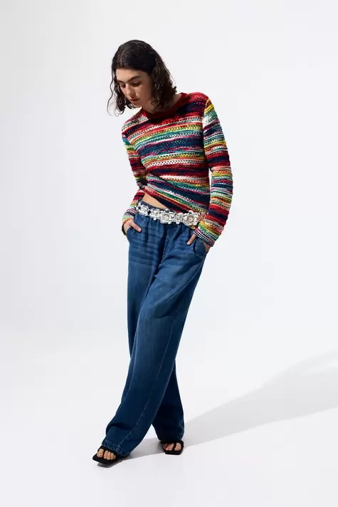 Mehrfarbiger melierter pullover