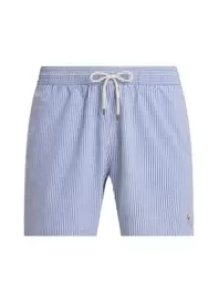 Badehose in Seersucker-Qualität mit farbiger Pony-Stickerei