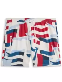 Schnelltrocknende Badeshorts mit Flag-Print