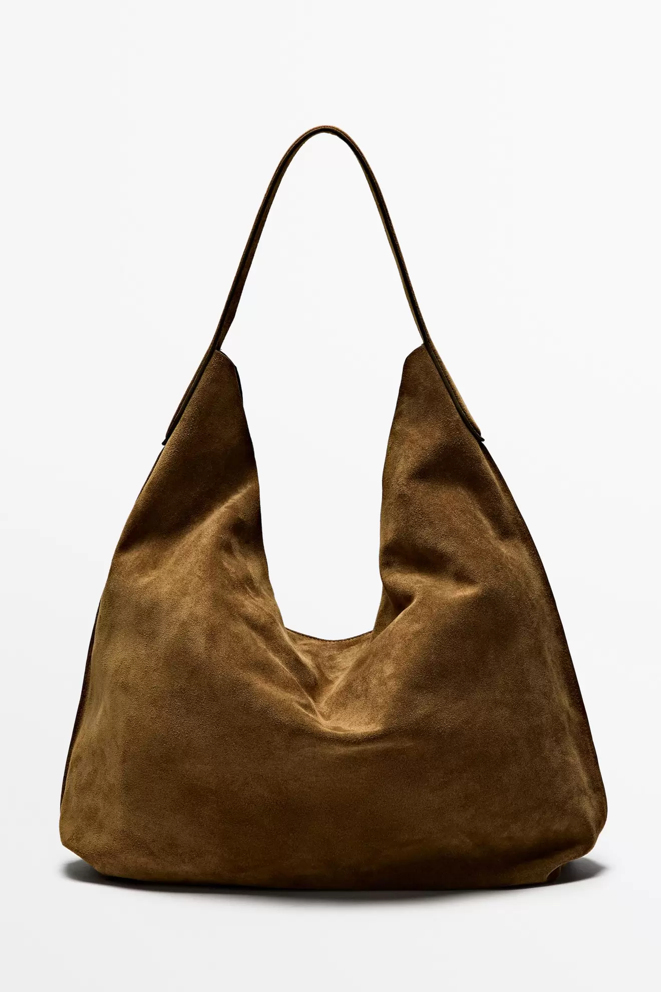 Maxi-Schultertasche aus Rauleder