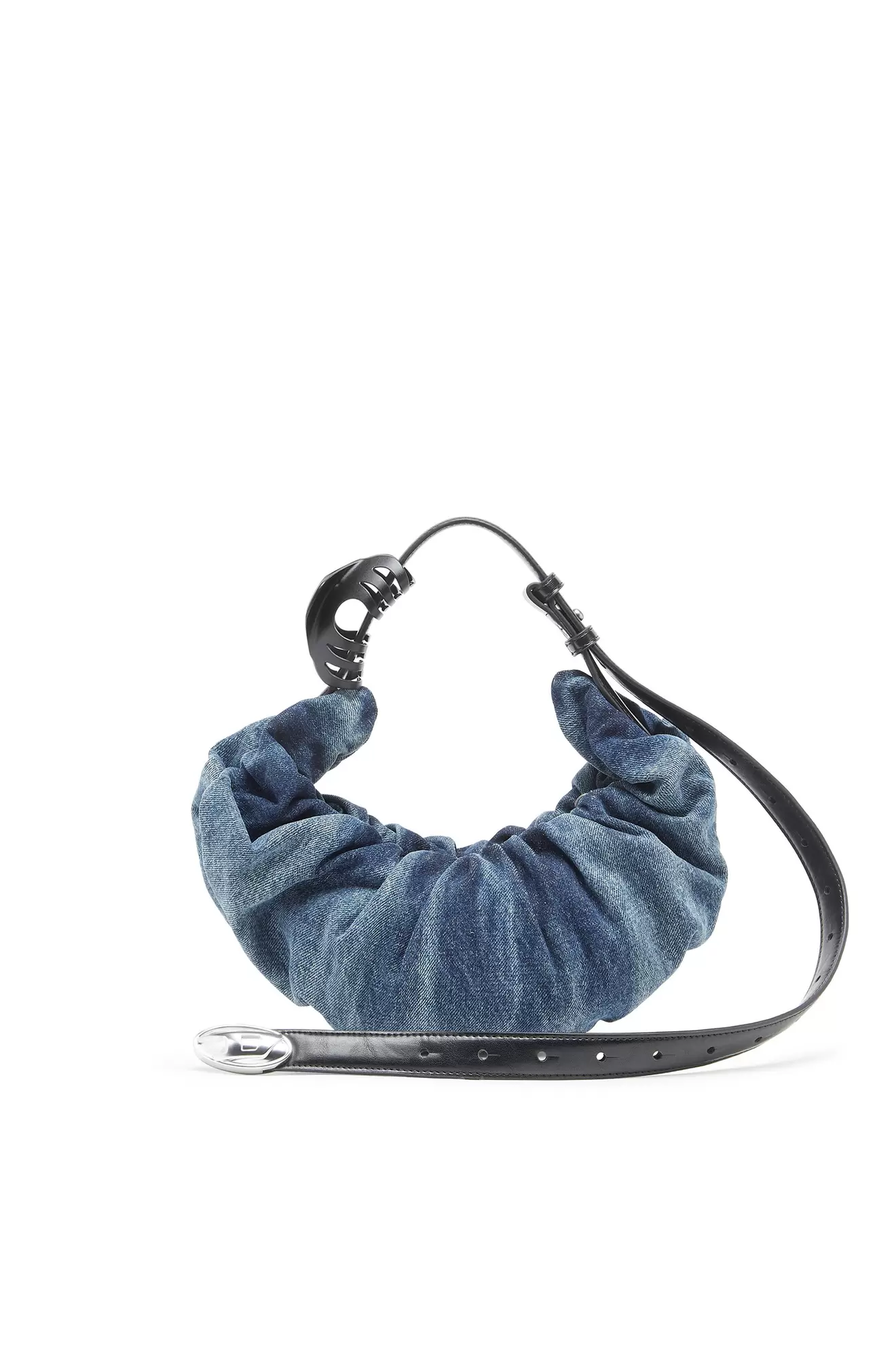 Grab-D S-Kleine, geknitterte Hobo-Tasche aus behandeltem Denim