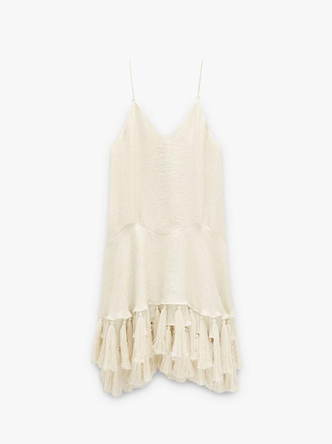 Fließendes Kleid mit Trägern und Quasten
