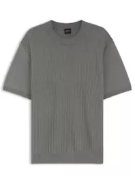 Strick-T-Shirt aus einem Leinen-Mix mit strukturiertem Streifen