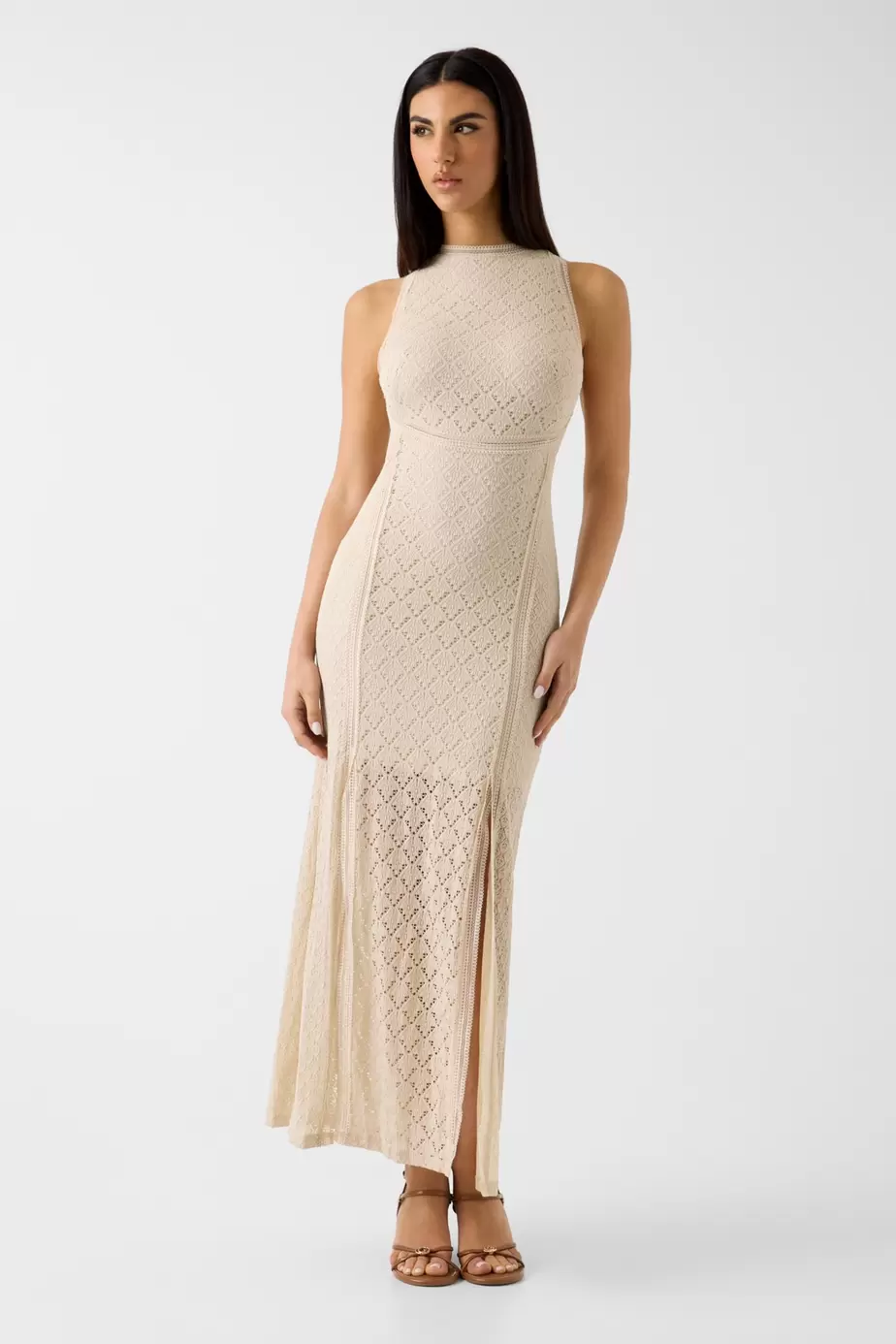Vestido largo calado