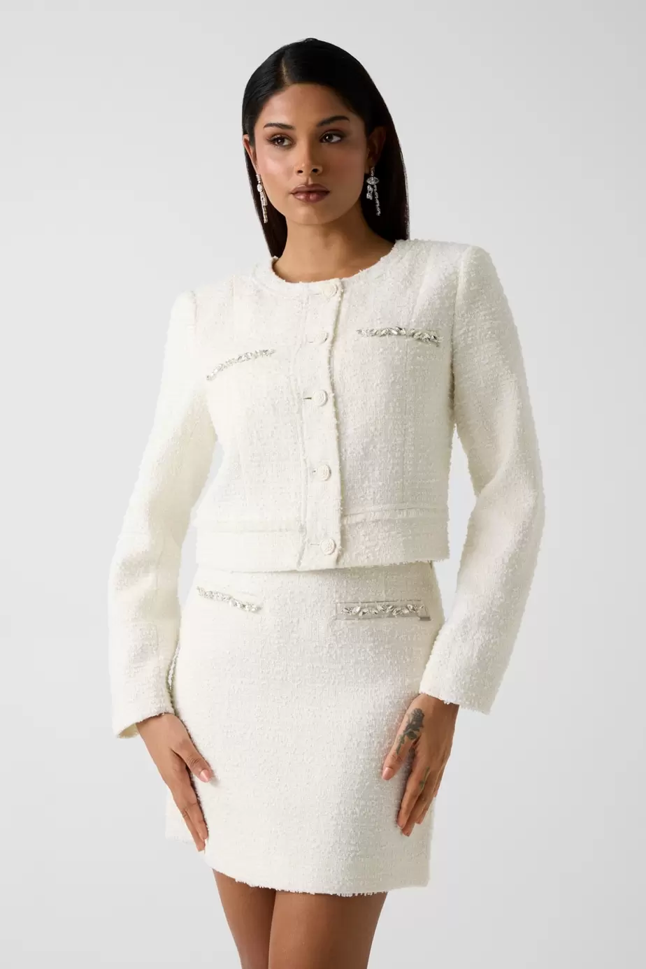 Chaqueta tweed mezcla lana