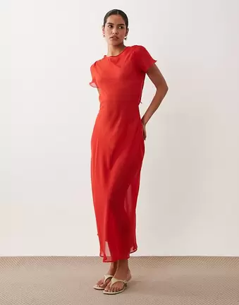 ASOS DESIGN Maxikleid mit Wasserfallausschnitt hinten aus Chiffon