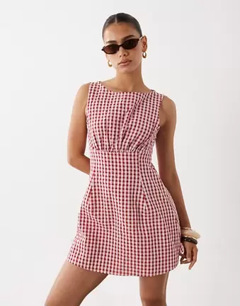 Miss Selfridge kariertes Fit-and-Flare-Minikleid