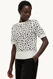 Strickpullover - kurzarm - Leo-Print