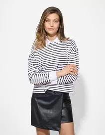 Poloshirt - Streifen - Weiß